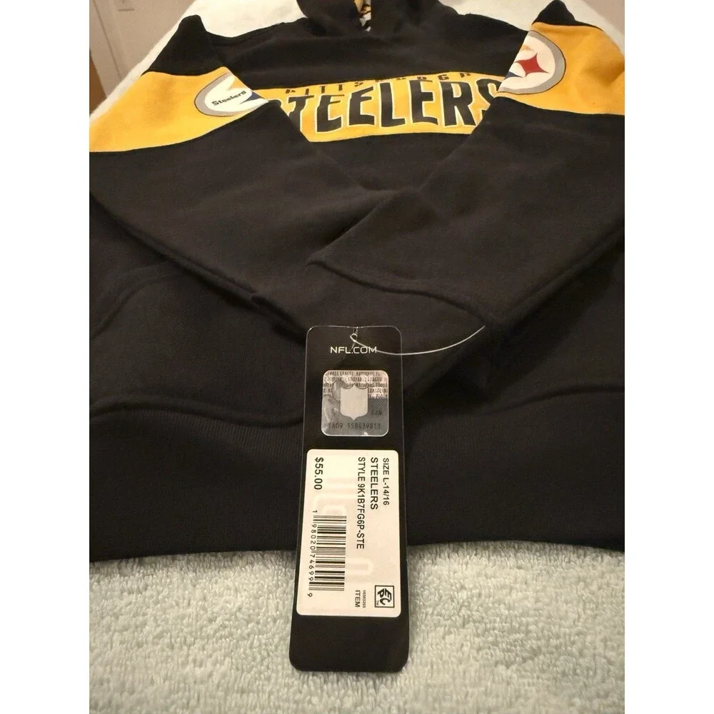 Pittsburgh Steelers Hoodie Youth Large- 14/16 NFL Team Apparel Nwt - Picture 2 of 6